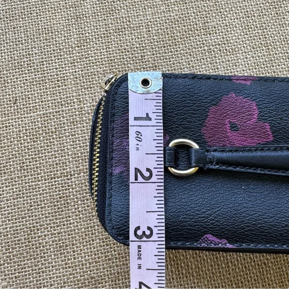 Coach Mini Vanity Jewelry / Make Up Case Black Leather With Flowers - Picture 6 of 7